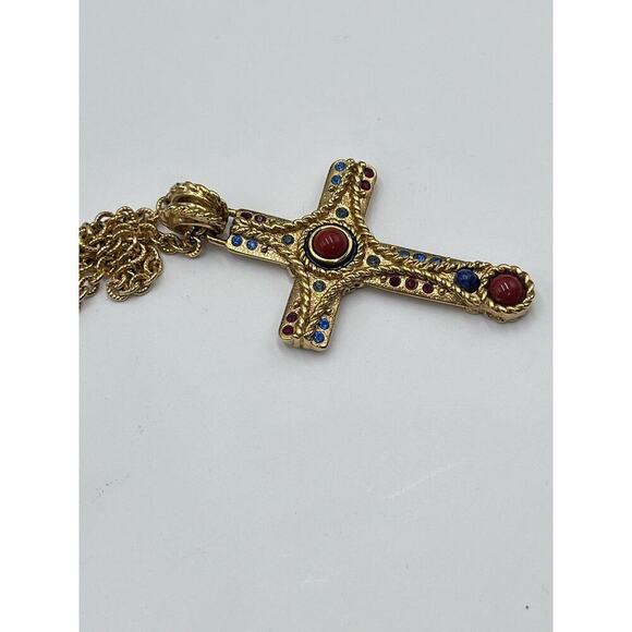 Vintage Designer Signed Camrose & Kross JBK Gold Plated Religious Cross Necklace - Picture 15 of 15